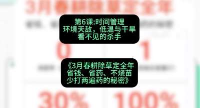 第6节：时间管理环境天敌，低温与干旱&mdash;&mdash;看不见的杀手，课程：《3月春耕除草定全年：省钱、省药、不烧苗、少打两遍药的秘密》